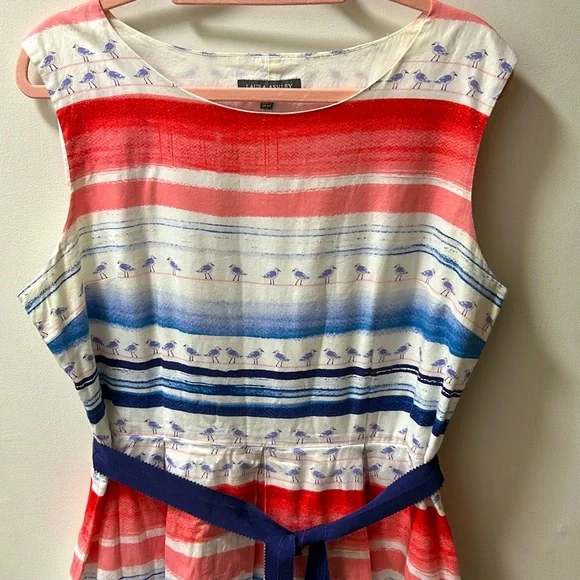 LAURA ASHLEY Seagull Stripe Beach Cotton Fit & Flare Dress Size 12 - Picture 7 of 9